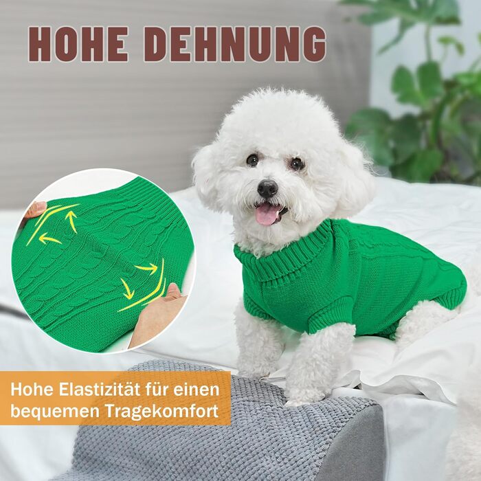 Теплий зимовий пуловер для собак - пухнастий трикотажний одяг для маленьких та великих собак, еластичний, для такс, французьких бульдогів, XS-XXL, для святкування Різдва та повсякденного використання (зелений 2XL) 2XL Зелений