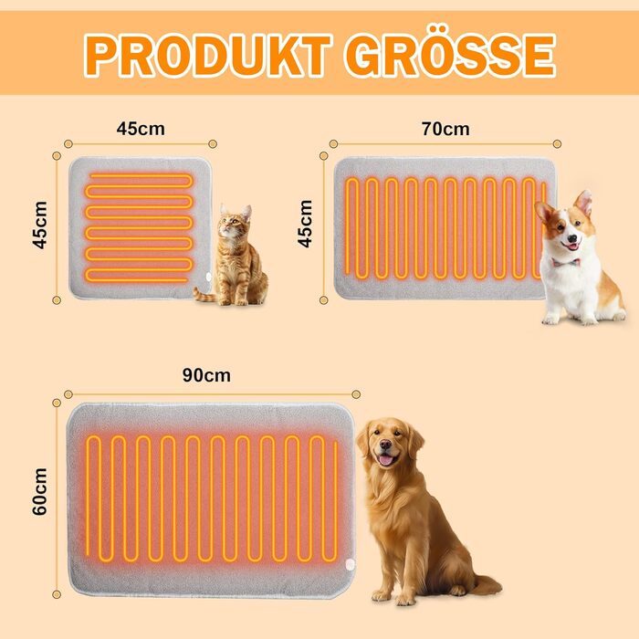 Кішечковий/Собачий нагрівальний килимок TEOV 60x90 см, регулювання температури 20-55°C, таймер, водонепроникний