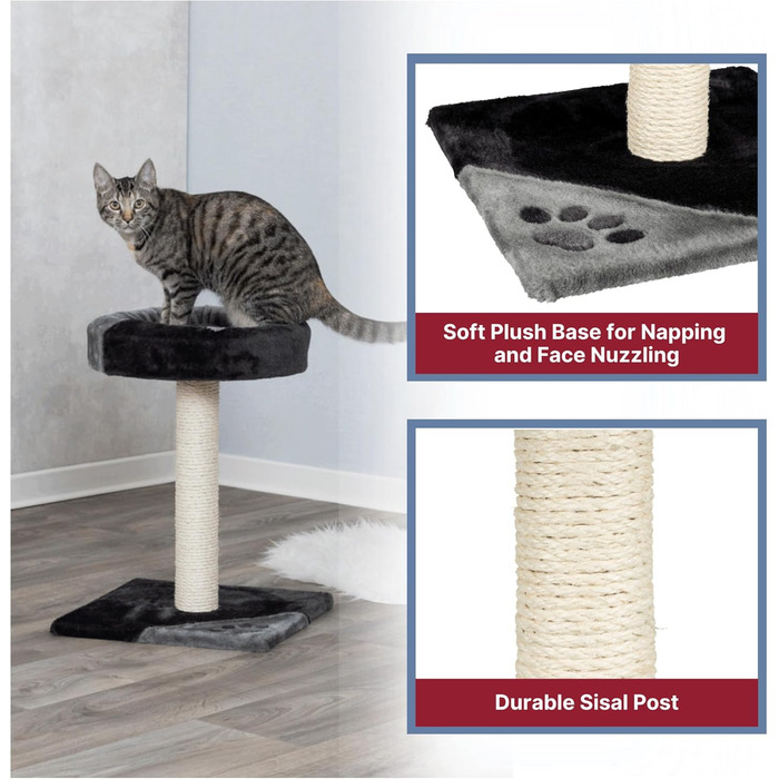 Дряпка для котів TRIXIE Tarifa, 52 см, сірий/чорний – компактний котячий будиночок з лежаком, зручний та стійкий