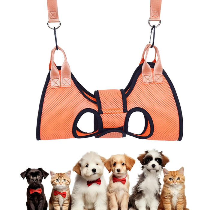 Серветка для догляду за лапами собак - гамак для стрижки нігтів, допомога у догляді за кігтями, система фіксації для спа-процедур | Колір: помаранчевий