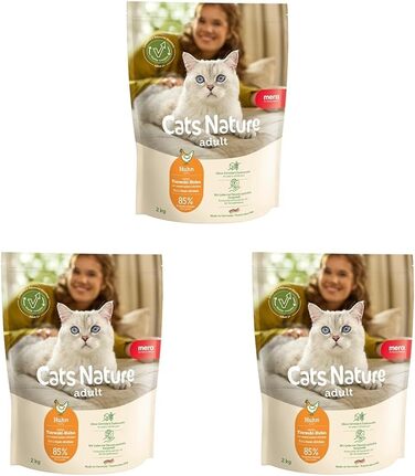 Сухий корм для котів MERA Cats Nature з куркою, без цукру та зерна, 10 кг (набір з 3 пакувань по 2 кг та додатково)