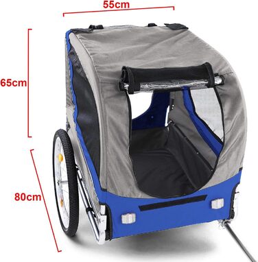 Причіп для велосипеда для собак, складний, блакитний/сірий, до 40 кг