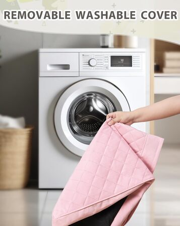 Ортопедичні лежанки для собак великих порід, водовідштовхувальні, знімний, пральний чохол та антиковзаюча підкладка, стегане ліжко для собаки, 119 x 73 см, рожевий колір