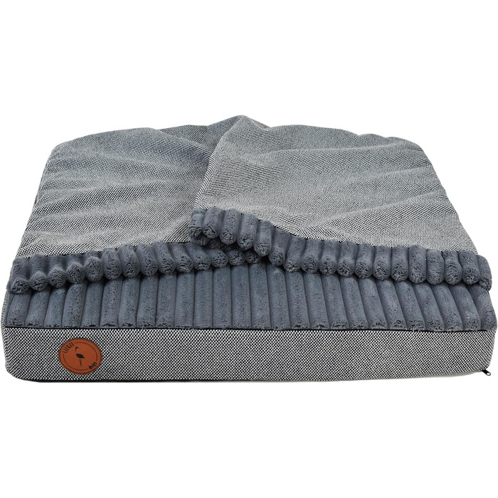 М'яке ліжко для собак середніх порід з ортопедичною матрацною поверхнею, з капюшоном, неслизьке, з водонепроникним покриттям на блискавці (графіт, 70 x 60 x 8 см)