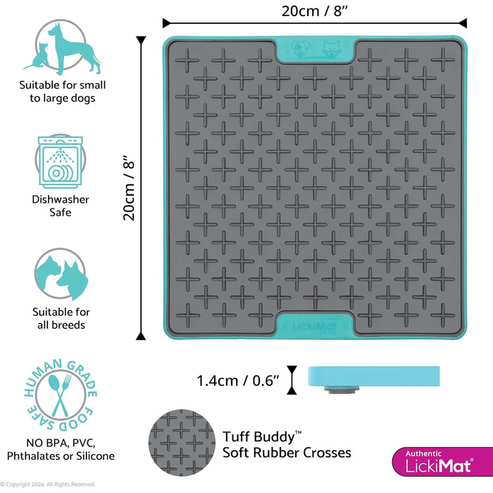 LickiMat Buddy Deluxe: килимок для ласощів для собак та котів, 20x20 см, колір: блакитний, 1 шт.
