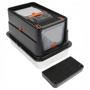 Відкритий лоток-куветра для котів із нержавіючої сталі, чорний