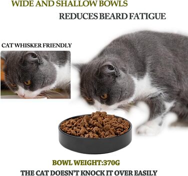 Набір мисок для котів з кераміки, 3 шт. - миски для котів та кошенят, 15*4 см (чорний)