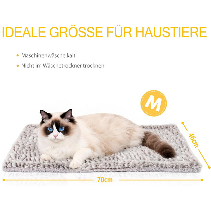 Тепла ковдра Mora Pets для котів: самонагріваюча, м'яка, двостороння, 70 x 46 см