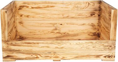 Собаче ліжко Kistenkolli Altes Land Balu з дерева з подушкою, корзина для собак, лежанка, вінтажний диван для собак, для вулиці (білий), 90x57x45 см