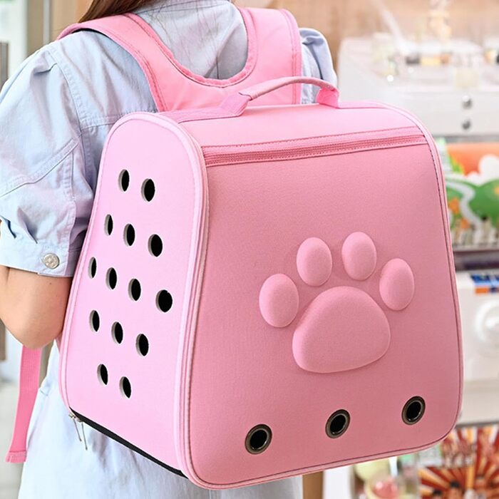 Транспортна переноска для собак та котів | Складана переноска для тварин, рожева