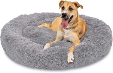 Ортопедичне ліжко для собак XXXL: зручне та м'яке, для великих та середніх порід, сірого кольору. Ліжко-гніздо, антистрес, круглого та овального типу.