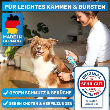 BluePet Щітка та спрей від ковтунів для собак та котів. Розплутує шерсть, покращує розчісування. Спрей від ковтунів, спрей для догляду за шерстю з алое вера, ши-олією та олією жожоби. Щітка для підшерстя.