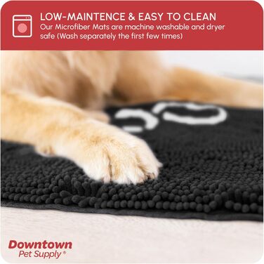 Килимок для собак My Doggy Place з мікрофібри для брудних лап, 91,4 x 66 см, антрацит з відбитком лапи, швидковисихаючий, з антиковзким покриттям, придатний для прання та сушки, розмір 91 x 66 x 3 см