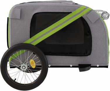 Велосипедний причіп для собак Зелений та Сірий, Oxford-Gewebe та Метал, Модель 93885