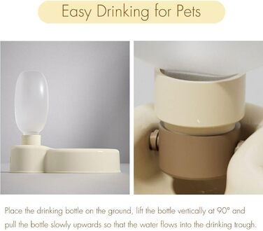 Водяна пляшка для собак Aimondow, 340 мл (12oz), бежева. Портативна миска для води для собак, вилка-поїльника для прогулянок, подорожей. Без витоку.