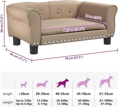 Ляжка для собак, м'яка подушка для собак, диван-софа для маленьких собак, лежанка для домашніх тварин, котяча лежанка, кавово-коричневий кожзам