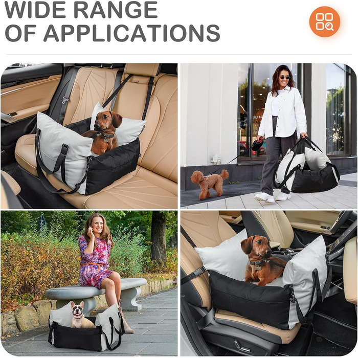 Автокрісло для собак Cinnani - зручне та безпечне автокрісло для маленьких собак з кишеньками та знімним килимком