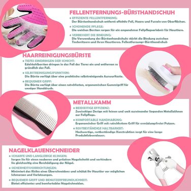 Набір для догляду за тваринами 9 предметів: щітка для собак та котів, очищувач лап, зубна щітка для пальців, обрізач кігтів, пилка для кігтів, гребінець для собак, рукавичка для догляду за котами, щітка для миття