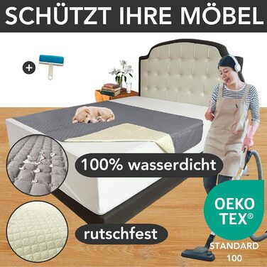 Водонепроникний плед для собак з роликом для ворсу, антиковзаюча ковдра для тварин на диван, машинне прання, 210 x 130 см, темно-сірий