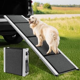 Рампа для собак DAISTERN від BSWAY, 170 x 44 см, складана, з м'яким килимом, алюмінієвий каркас з порошковим покриттям, для собак середніх та великих порід