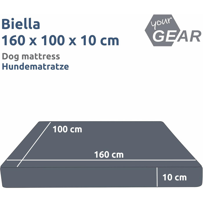 Ваше ліжко для собак GEAR Biella ортопедичне, з екошкіри, миється, для суглобів, високий рівень комфорту (160x100x10 см)