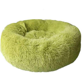 Кругле м'яке плюшеве ліжко-гніздо для кошенят та собак, 60 см, зелене