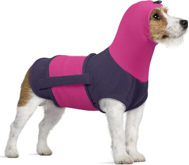 Теплий жилет для собак від страху феєрверків з високим коміром, захист вух, для маленьких собак, жилет-пуловер, колір фіолетовий (XS)