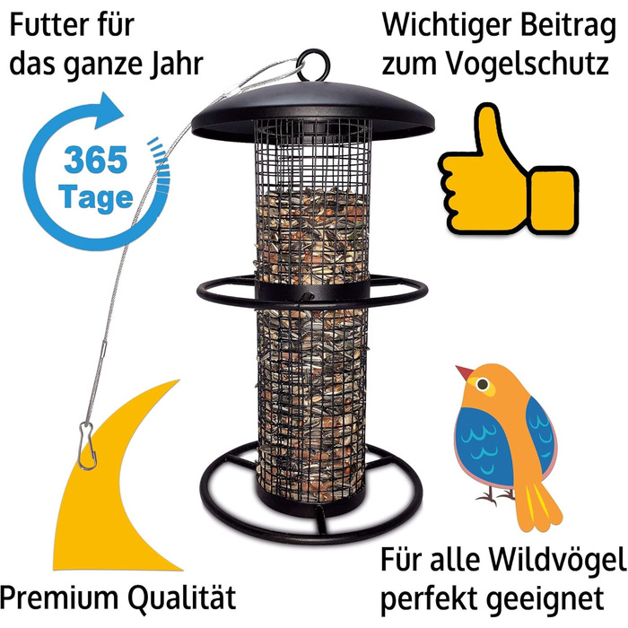 Годівниця для птахів Zooprinz Premium XL з міцними кільцями та захисним дахом – стійка до погодних умов та довговічна – для годівниць Meisenknödel 34716