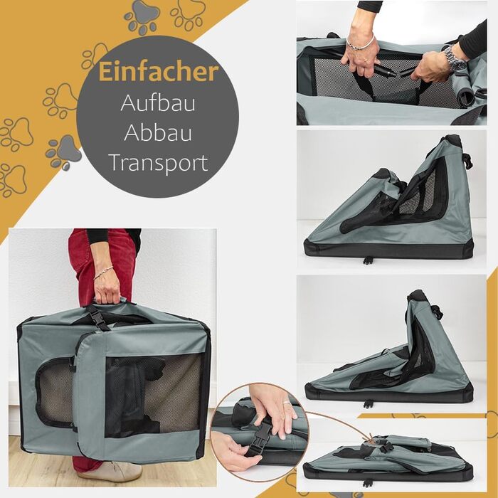 Складана переноска для собак та котів Petigi (Сірий, S, 50 x 35 x 36 см) - переноска для авто, сумка-ліжко