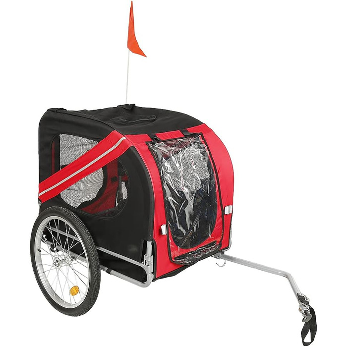 Багатофункціональний велопричіп 2-в-1: для дітей та домашніх тварин. Велосипедний причіп-візок, 2 місця, 137x73x90 см (червоний та чорний)