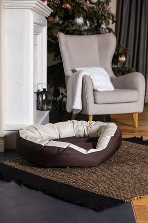 BedDog Hundebett Sunny: велике лежанка для собак з Cordura, миється, з бортиком, овально-кругла, для дому та вулиці, XXXL, RED-Wine (вино-червоний), MOCCA (чорний/коричневий), 85x50x23 см