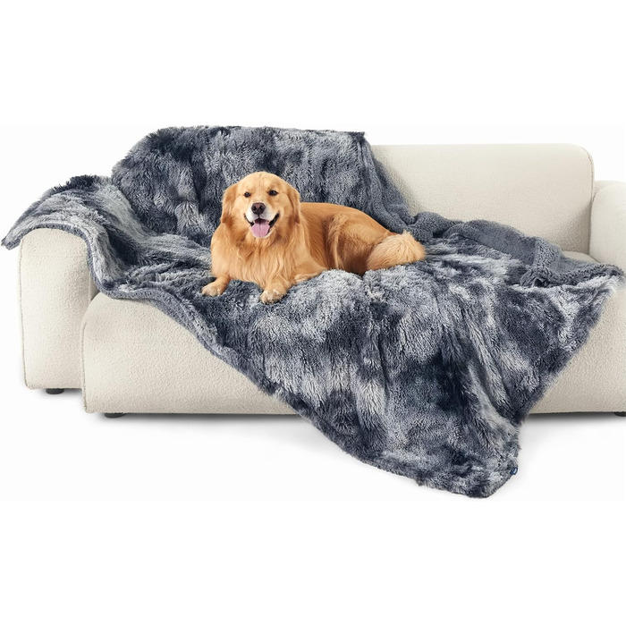 Водонепроникний коврик для собак BEDSURE - 152 x 203 см. М'який, плюшевий, легко миється. Захист для собачого ліжка. Колір: Батик-сірий.