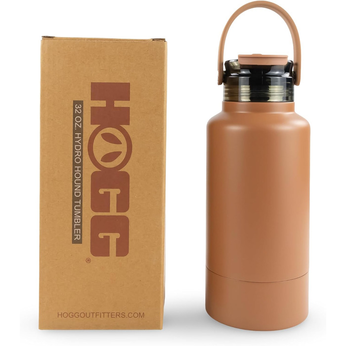 Водяна пляшка для собак Hogg Hydro Hound, 907.2 г, з ізоляцією, нержавіюча сталь, чорний колір, з принтом лап, для мами та собаки