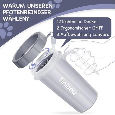 Очисник лап для великих собак Tinioey з ручкою | В комплекті 4 рушники та щітка для миття | Очисник лап для собак, аксесуари для собак великих порід (сірий)