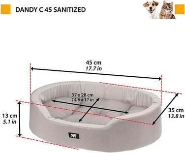 Крісло-ліжко для собак Ferplast - м'яке ліжко для маленьких собак з антибактеріальним захистом, бавовна, 45 x 35 x 13 см, сірий колір