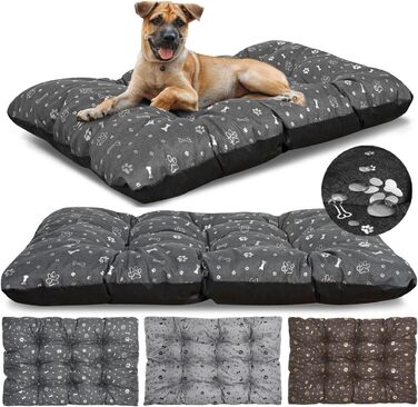 Кінг Дог: Водонепроникне ліжко для собак XL 120x80 см. Зручне, миється, з оксфордської тканини. Підходить для дому та вулиці. Графітовий колір.