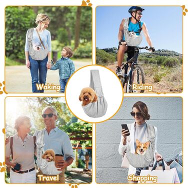 Сумка-переноска для собак, сіра переноска для середніх собак, маленьких собак та котів, переноска для цуценят з пряжкою, двостороння переноска для прогулянок на відкритому повітрі, подорожей, покупок