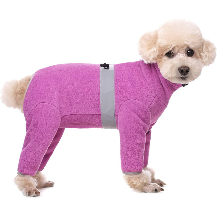 Теплий флісовий одяг для собак, зимовий, з довгими рукавами, для чотирилапих, регульований, для собак малих та середніх порід, розмір XS (фіолетовий)