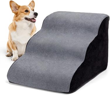 Сходинки для собак Nobleza – 3 сходинки, сірі, 35x56x40 см, з миючим покриттям та протиковзким дном