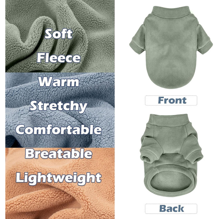 Теплий зимовий пуловер для собак GYALAPERI, 3 шт. (XXS, Lt Blau + Oliv + Braun) - для маленьких цуценят, дівчаток та хлопчиків