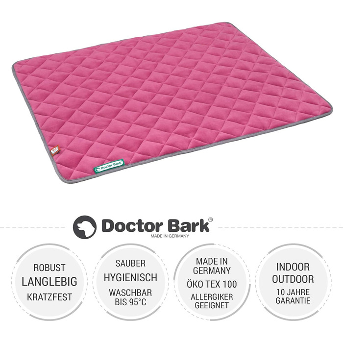 Підстилка для собак Doctor Bark - флісова двостороння, 100x80 см, рожевий/світло-сірий, для великих собак, миється до 95°C