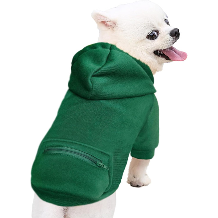 Теплий зимовий накид для собак з кишенею, Худі для цуценят, одяг для маленьких собак, Чихуахуа, розмір X-Small, зелений
