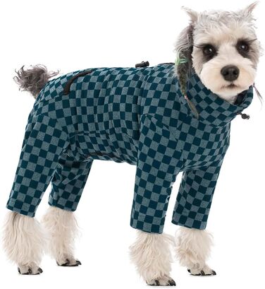Теплий флісовий зимовий одяг для собак - теплий піжамний комбінезон з коміром для собак маленьких та середніх порід, блакитний (L)