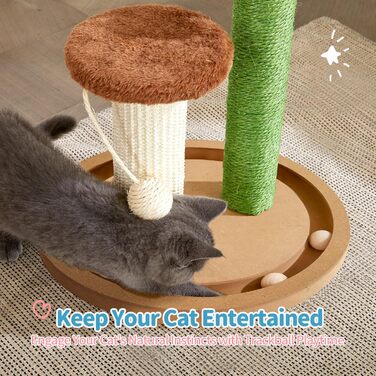 Когтеточка для котів Made4Pets Кaktus, 55,1 см, з сизалю, інтер'єрна, з ігровими кулями та дерев'яною основою для кошенят