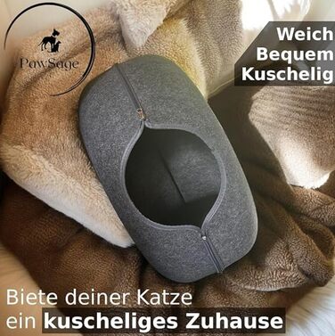 Лежак-донат PAWSAGE XXL для котів, 60x60x28 см, темно-сірий, м'який антистресовий тунель-будиночок для котів, флісовий затишний кошик