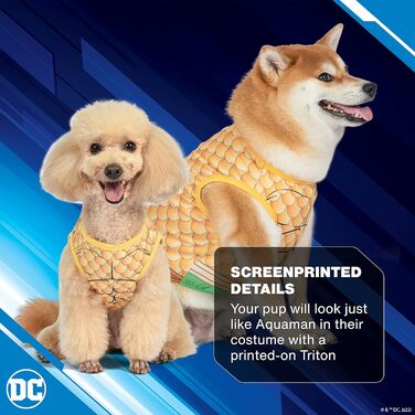 Костюм Аквамена від DC Comics для собак, розмір XL, офіційно ліцензований, багатобарвний
