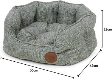 Килимок для собак Petface Sage Fischgräten, овал, низький, розмір S, сірий, візерунок 'риб'яча кістка'