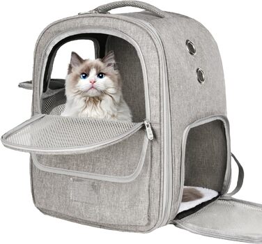 Рюкзак-переноска для котів та собак, дихаючий, сірий | Qlfyuu