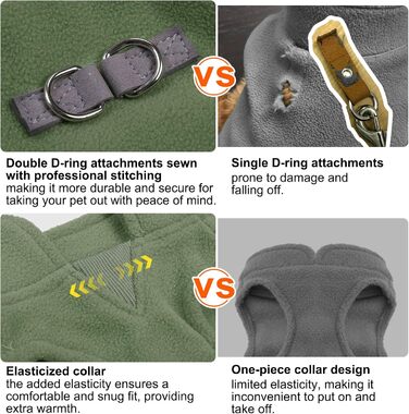 Тепла жилетка для собак BEAUTYZOO з капюшоном та кільцем для повідка – зимова куртка для малих та середніх собак, оливковий, S (обхват грудей: 38.1 см)