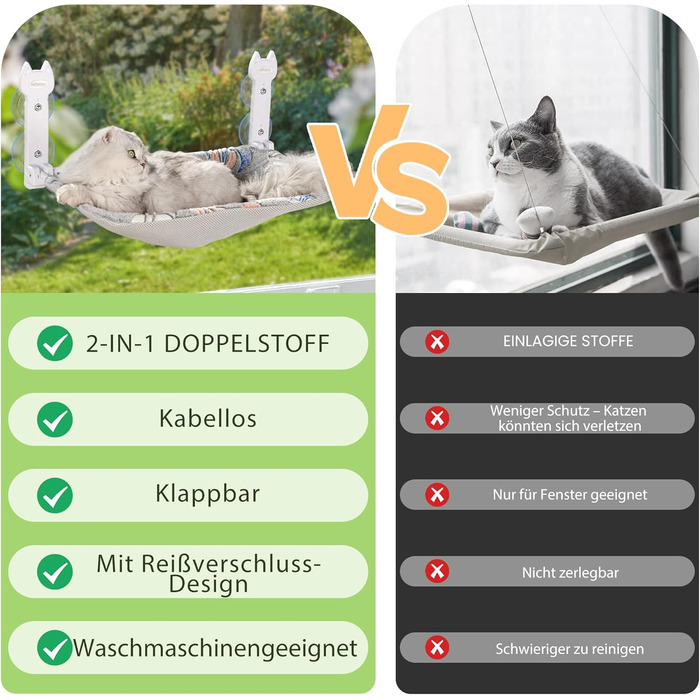 Кішка ліжко на вікно HiPetpy, світлодіодна двостороння матрац, складана та бездротова, міцні присоски до 20 кг, зручний поглиблений дизайн, 360° огляд, підвісна ліжко для котів, віконце-ліжко (Сірий, 1 шт.)